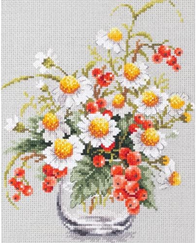Magic Needle Zweigart Edition Counted Cross Stitch Kit, Chamomile and Redcurrant, 18 x 23 cm