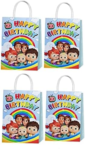 Sacos de presente para crianças de desenho animado de 16pcs, família alegre, festas de papel para presente de aniversário