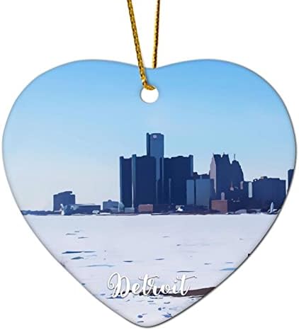 Citação da cidade de 3 polegadas Detroit Citação Ornamentos de coração Ornamentos de Natal para crianças meninos meninos