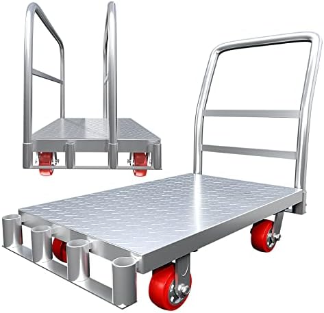 Push carrinho boneca, caminhão manual da plataforma com capacidade de peso de 440 lb e rodas silenciosas giratórias de 360 ​​graus