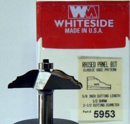 Bits de roteador de Whiteside 5953 bit de painel elevado médio com comprimento de corte de 2-1/2 polegadas e comprimento de corte