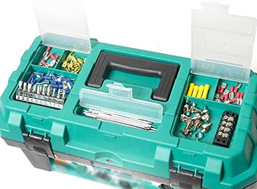 Caixas de ferramentas koaius Caixa de ferramentas de plástico com bandeja removível e amplo Recursos de armazenamento Organizador de caixa de hardware com alça