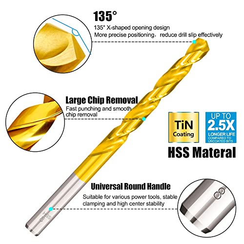 HSS P6M5 Twist Drill Bit Set 99 peças diâmetro de 1,5 mm a 10mm de titânio revestimento de madeira fura de metal cortador de perfuração