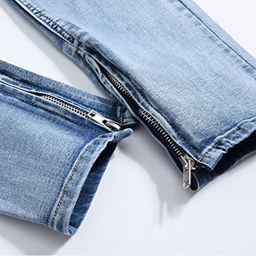 Maiyifu-gj masculino de jeans ripados de jeans de jeans de jeans destruídos calças de jeapis de jeans de jeans angustiados zíper do tornozelo Jean