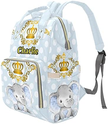 Blue Dots Baby Elephant Mummy Backpack Backpack Backpack Personalizado com Nome Nappy Bag Nursing Baby Bags Gifts Gifts