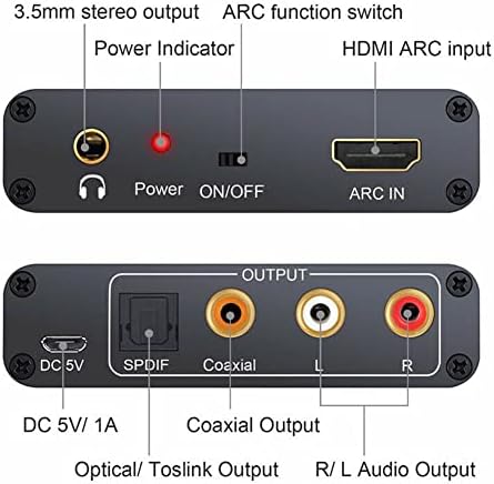 Adaptador de áudio de arco compatível com CSyanxing HDMI Extrator Digital Digital a RCA Coax Spdif Adaptador de conversor