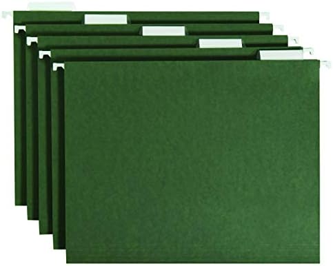 Kit de pasta de arquivo pendurada Smead, tamanho da letra, conjunto de 24 pastas de arquivo suspensas e 24 pastas de arquivo de guia superior, verde padrão e conjunto de manila