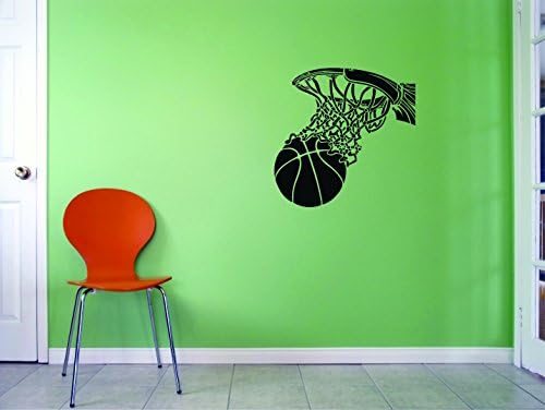 Decalque - Peel & Stick Stick Wall Stick: Basketball Hoop Sports Home Decor Picture Tamanho da arte: 10 polegadas x 20 polegadas - 22 cores disponíveis