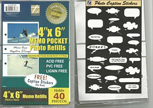 Memo Pocket Photo Recarias de 4 polegadas x 6 polegadas com armazenamento negativo contém 80 fotos