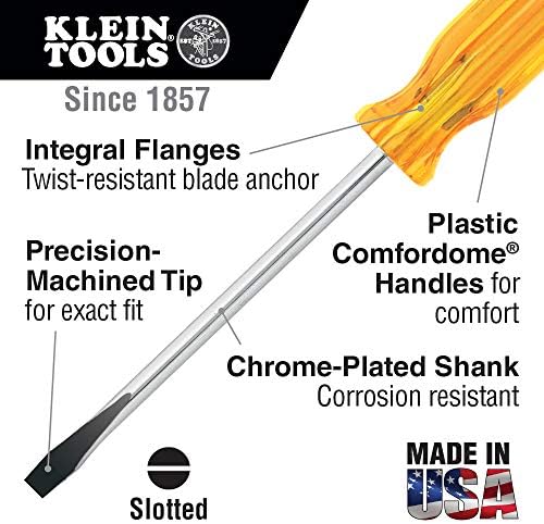 Klein Tools A216-4 Chave de fenda de cabeça plana de 1/8 de polegada com haste redonda de 4 polegadas e alça Comfordome