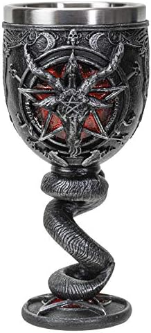Coleção de cúpula Satanismo oculto Baphomet Gabinete de cabra sabático Pentagrama vermelho Cabil de vinho cerimonial 6,5 polegadas