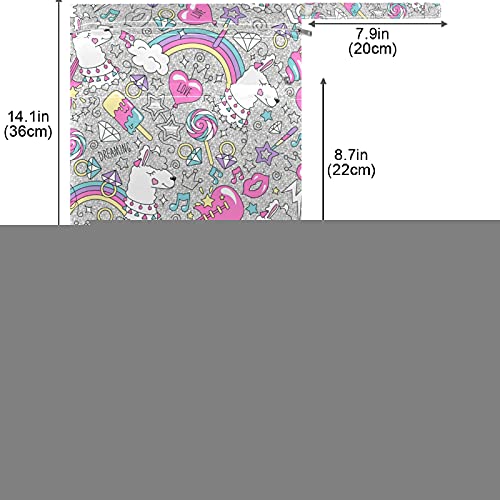 Música de arco -íris de lhama VISESUNNY 2pcs bolsa molhada com bolsos com zíper para fraldas salateadas reutilizáveis