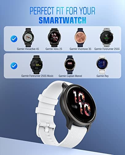 Moko Watch Band compatível com Garmin Forerunner 255S/255S Music/Vivoactive 4s/venu 2s/vivomove 3s smartwatch, cinta de substituição ajustável de silicone de 18 mm