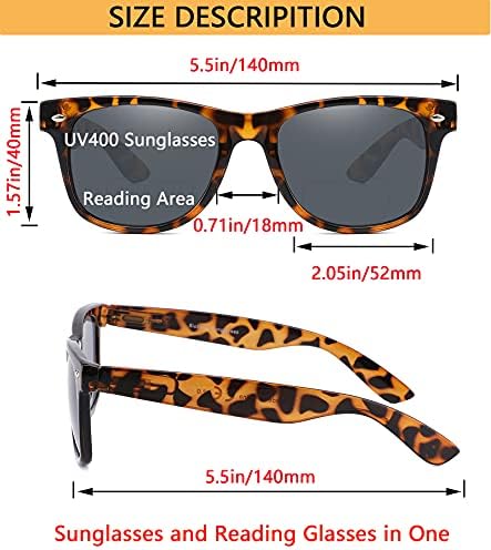 Dilly Vision 4 Pacote de leitura bifocal Óculos de sol para homens mulheres clássicas ao ar livre UV400 Sun Readers