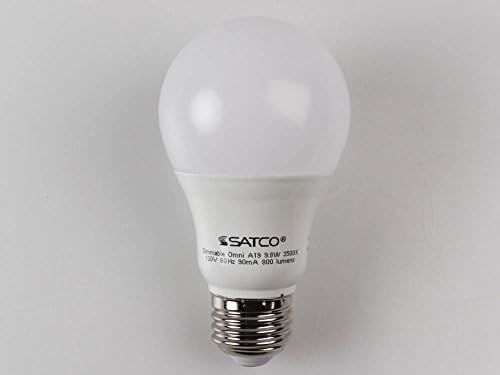 SatCo S29837 Lâmpada LED com fosco, 9,8 watts, 120V, A19 Base média, 3500k Branco neutro, 60W equivalente, substitui S9837, 2500 horas