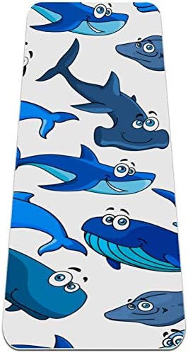 Siebzeh Cartoon Shark Golphin azul preto premium grosso de ioga mate ecológico