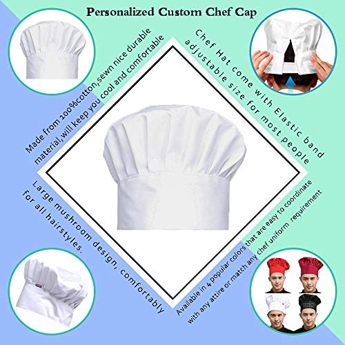 Yoweshop personalizado chef chapéu de chapéu ajustável padeiro de cozinha cozinha bordada ou texto e logotipo