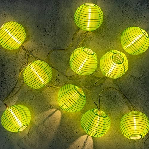 Yuletime LED Lantern String Lights Operou a bateria, 10 contagem de nylon lanterna de 8 espaçamento no fio transparente de
