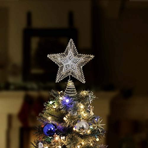 Ornatividade Christmas Glitter Star Tree Tree - Gold rosa e prata Bethlehem Star Ornament
