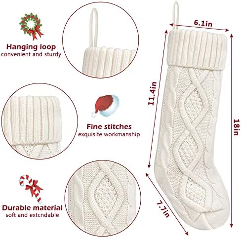 Meias de Natal Roberly 4, meias de Natal de malha branca a granel 18 polegadas de tamanho grande de tamanho rústico
