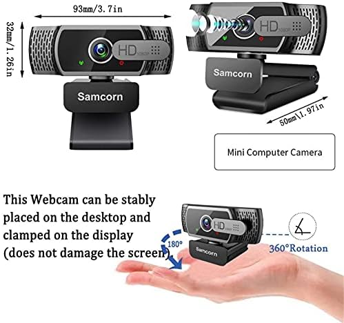 Webcam com microfone para desktop, 1080p HD USB Webcam Streaming ao vivo Laptop PC Câmera da web do computador para Chamadas