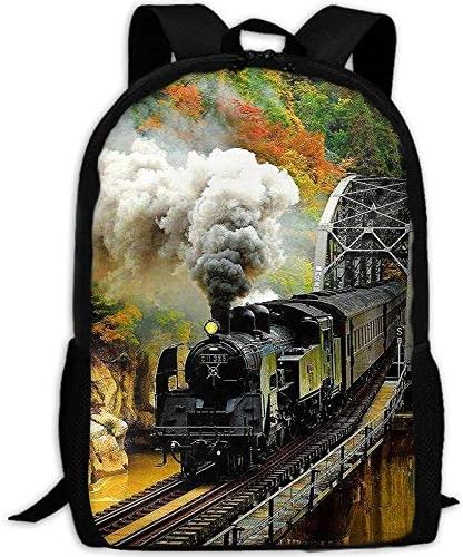 Sara Nell School Backpack Train Bookbag Bag de viagem casual para meninos adolescentes