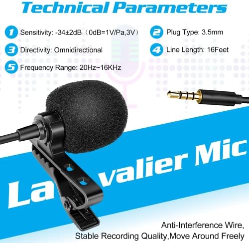 Microfone de lapela lavalier de grau profissional para energia E500S ENERGIZADOR compatível com telefone iPhone ou câmera blogging