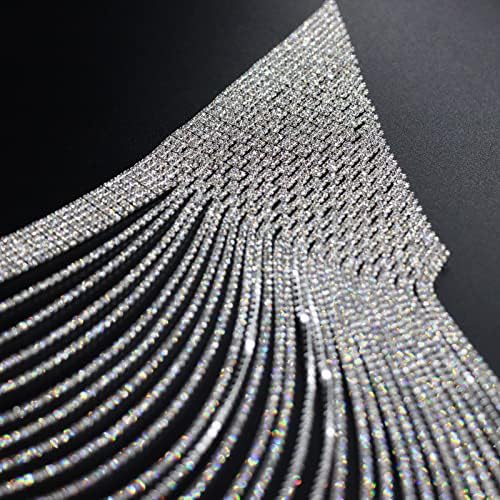 Jerler Silver Rhinestone Applique, elegante Crystal Rhinestone Patches Blingbling Costing em vestido de noiva, ideal