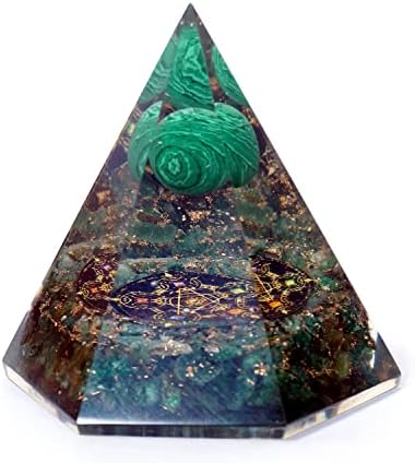 Energia de pedra natural pirâmide orgona hexagonal | Resina a granel Cura e controle de energia Orgonita Crystal Pyramid para chakra de equilíbrio de reiki de ioga, meditação, decoração