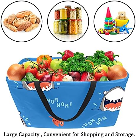 Cesta de compras reutilizáveis ​​peixes de tubarão fofo portátil Picnic Grocety Grocery Grocery Basket Basket Shopp