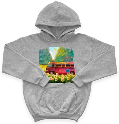 Hoodie de lã de esponja de ônibus hippie vintage - capuz para crianças legais - capuz de paz para crianças