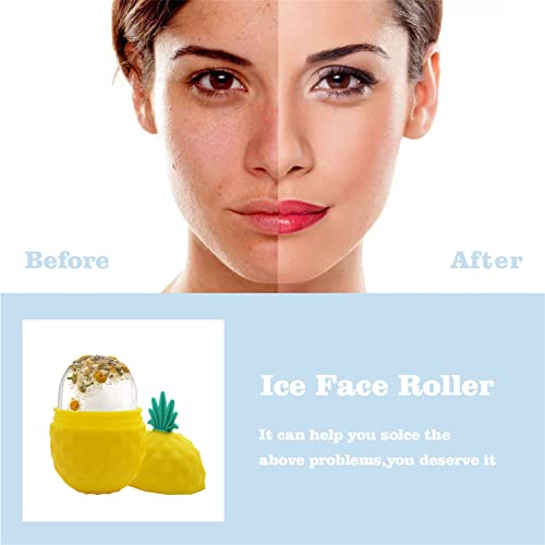 Brasenia Roller de gelo em forma de abacaxi para rosto e olho, molde de gelo para o rosto, rolo de gelo de beleza facial reutilizável