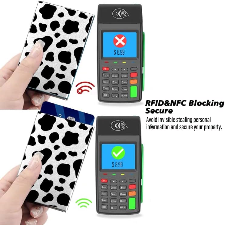 Weaninyiu Crédito Pop Up Wallet RFID bloqueando o estojo de cartão Metlal Bank para homens ou mulheres, vaca