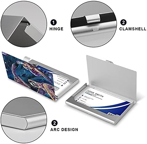 Cartão de visita de tartaruga marinha aquarela Cartão de visita de metal Pocket Pocket Cartet Cards Organizer fofo