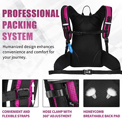 Mochila Miracol Hydration com bexiga de água 2L, mochila de água isolada Pacote perfeito para correr, caminhada, ciclismo, acampar