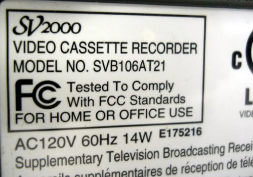 SV2000 SVB106AT21 Cassete de vídeo Player VCCR 4 Head Hi Fi Estéreo