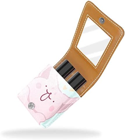 Oryuekan maquiagem batom titular mini bolsa de viagem bolsa de cosméticos, organizador com espelho para uma festa de casamento externa de dama de honra, desenho animado de desenho animado, adorável animal gato rosa primavera