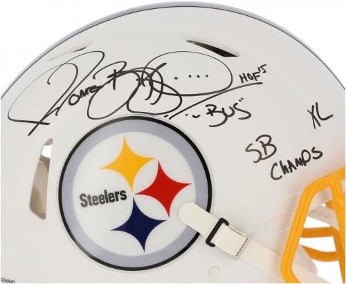 Jerome Bettis Pittsburgh Steelers autografou Riddell White Capacete Authentic de velocidade alternativa de Riddell com várias inscrições - Edição limitada de 10 - Capacetes NFL autografados