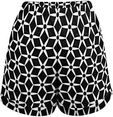 Flora branca Shorts femininos de cintura alta impressão casual calça curta praia Curto com bolsos
