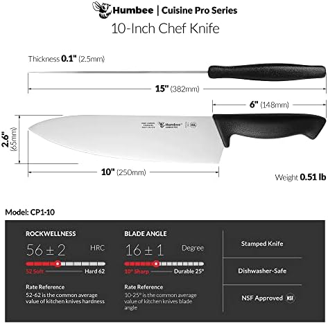 Faca de Chef Humbee 12 polegadas - Aço inoxidável de alto carbono, faca de chef Ultra -Sharp NSF Certified