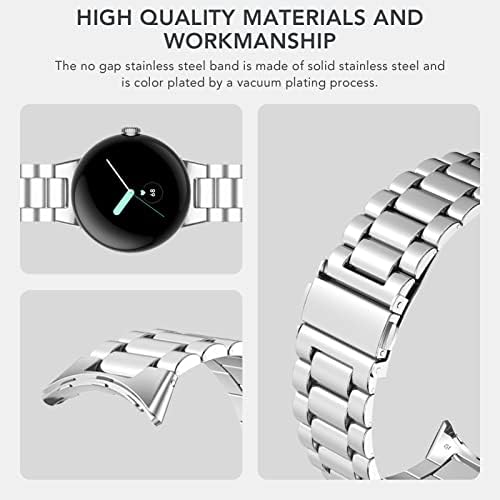 Aresh Compatível com o Google Pixel Watch Band Men Men, Men, aço inoxidável Ajuste Metal No Gap Band for Google Pixel Watch