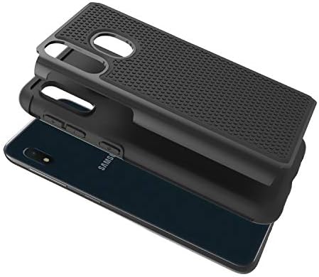 UNISPG projetado para o caso Galaxy A10E, [grau de gravação militar Texto] Protetive Chefe Hybrid Hybrid Defender Case para Samsung Galaxy A10E 5,8 polegadas - Black