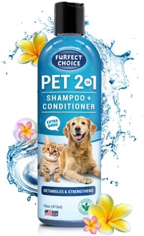 Escolha furtiva 2 -em -1 shampoo e condicionador - alívio da pele com coceira para cachorro - brilho extra - Detange e fortalece o pêlo - Pets hipoalergênicos suprimento de limpeza para casaco mais saudável - 16 oz