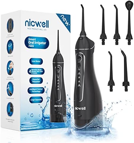 FLOSSOR DE ABATURA ILECIMENTO DE FLOSSOR DE DEDOS - NICWELL DE 300 ML IRRIGADOR ORAL Dental, portátil e recarregável IPX7