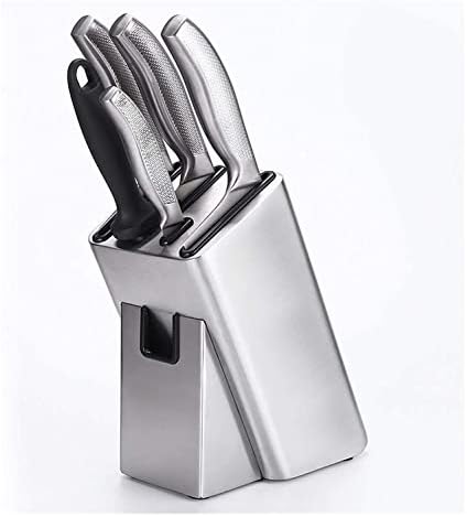 Porta de faca de cozinha de aço inoxidável com tesoura 6 buracos Faca em casa Acessórios para rack de armazenamento Bloco de