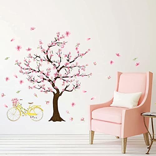 Adesivo de parede de cerejeira adesiva de cerejeira na árvore adesivos de parede grandes adesivos de parede de árvore descascados e colar decalques de parede floral na árvore