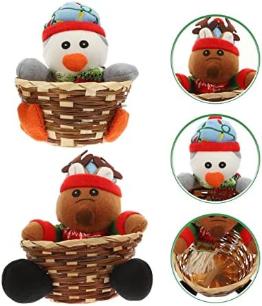 Aboofan Christmas Candy Basket Bowl Wicker Pão de pão de pão cesta de armazenamento redondo Rattan Serviço Bandeja