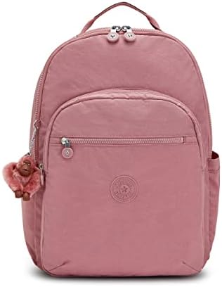 Kipling Women Seul Feminina Extra grande mochila de laptop de 17 ”, durável, espaçosa com alças acolchoadas, bolsa escolar, rosa