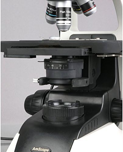 Microscópio de composto trinocular profissional T650C T650C, ampliação 40x-2500x, oculares de campo largo WF10X e WF25X, Objetivos do Plano Infinito, Brightfield, ABBE Condenser, estágio mecânico de camada dupla