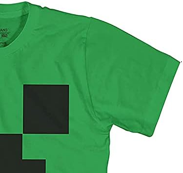 T -shirt de videogame de garotos do Minecraft - Face Creeper Black and Green - Camisa Oficial